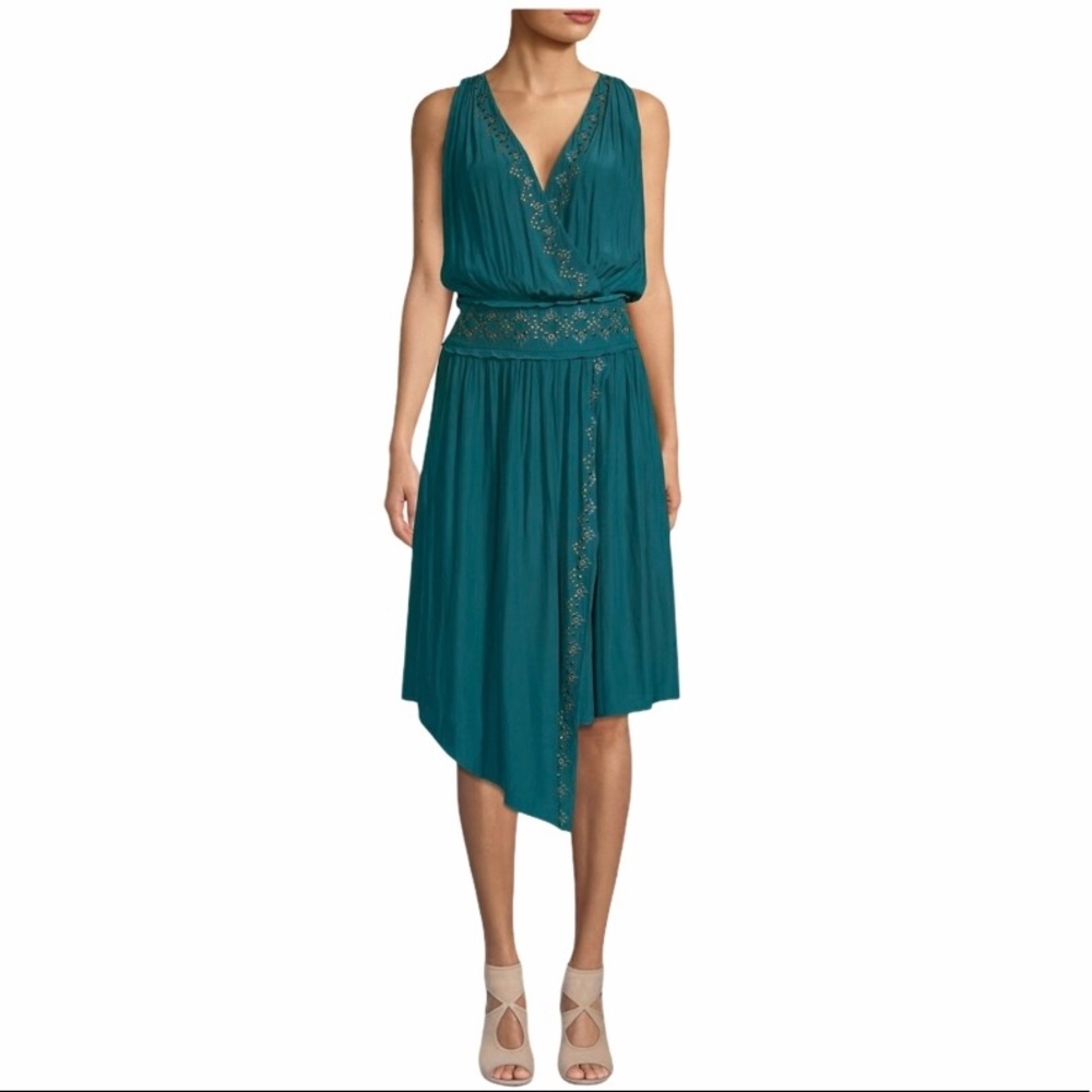 Ramy Brook April Embellished Turquoise Dress NEW